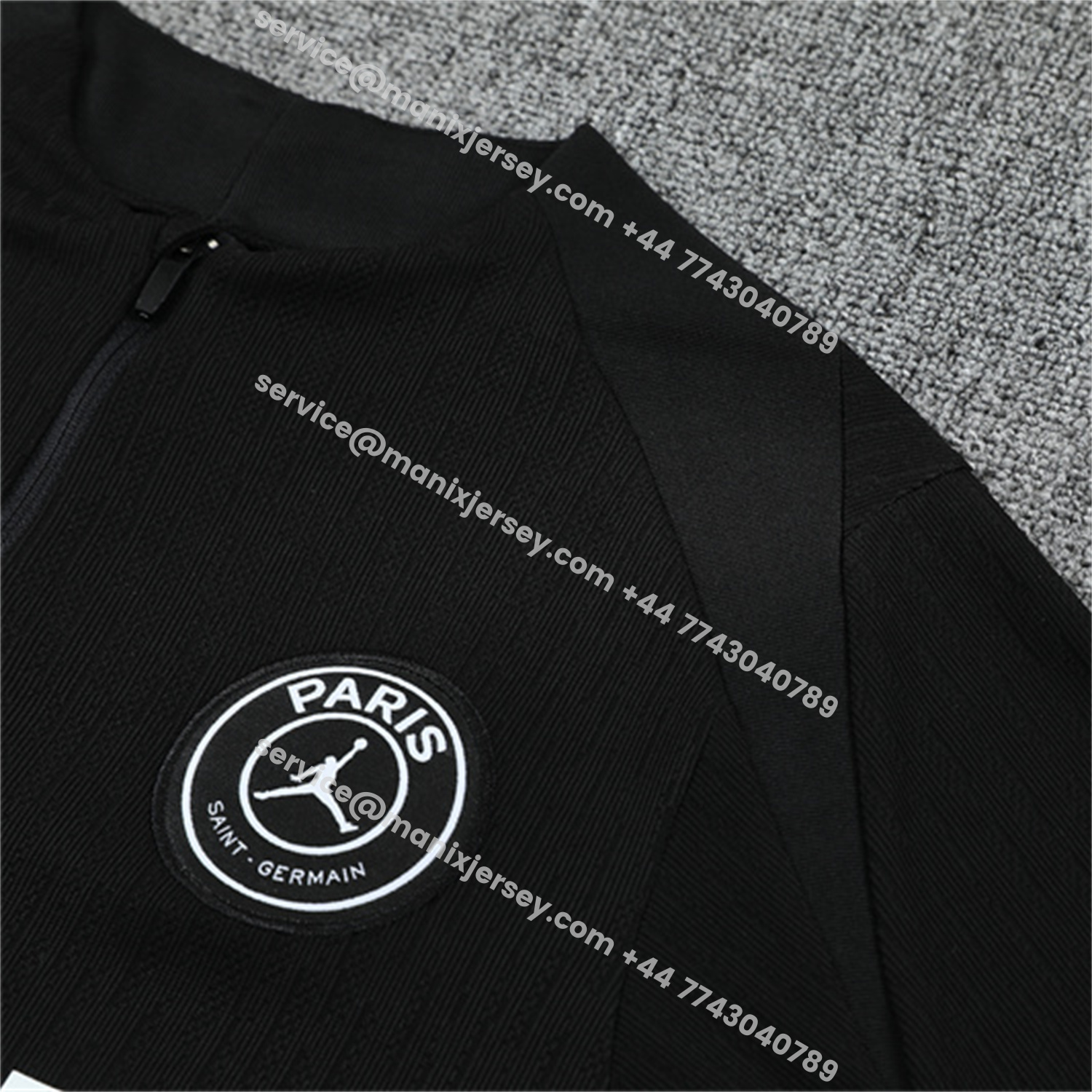 ManixJersey.com | Paris Saint-Germain PSG 25-26 Jordan Kids Long Sleeve Training Set - Pure Black Top & Pants -Customize Name, Number and Patch | Worldwide Shipping