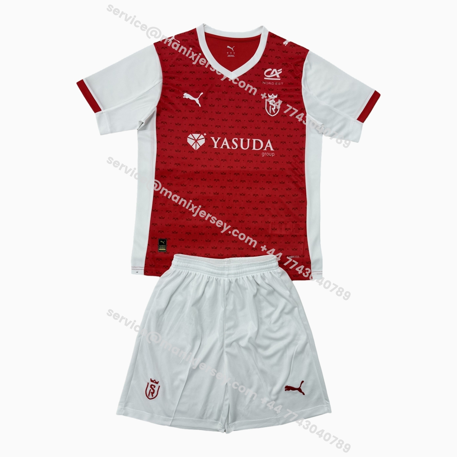 ManixJersey.com | Stade Reims 25-26 Home Men's Adult Jersey Set - Fans Version -Customize Name, Number and Patch | Worldwide Shipping