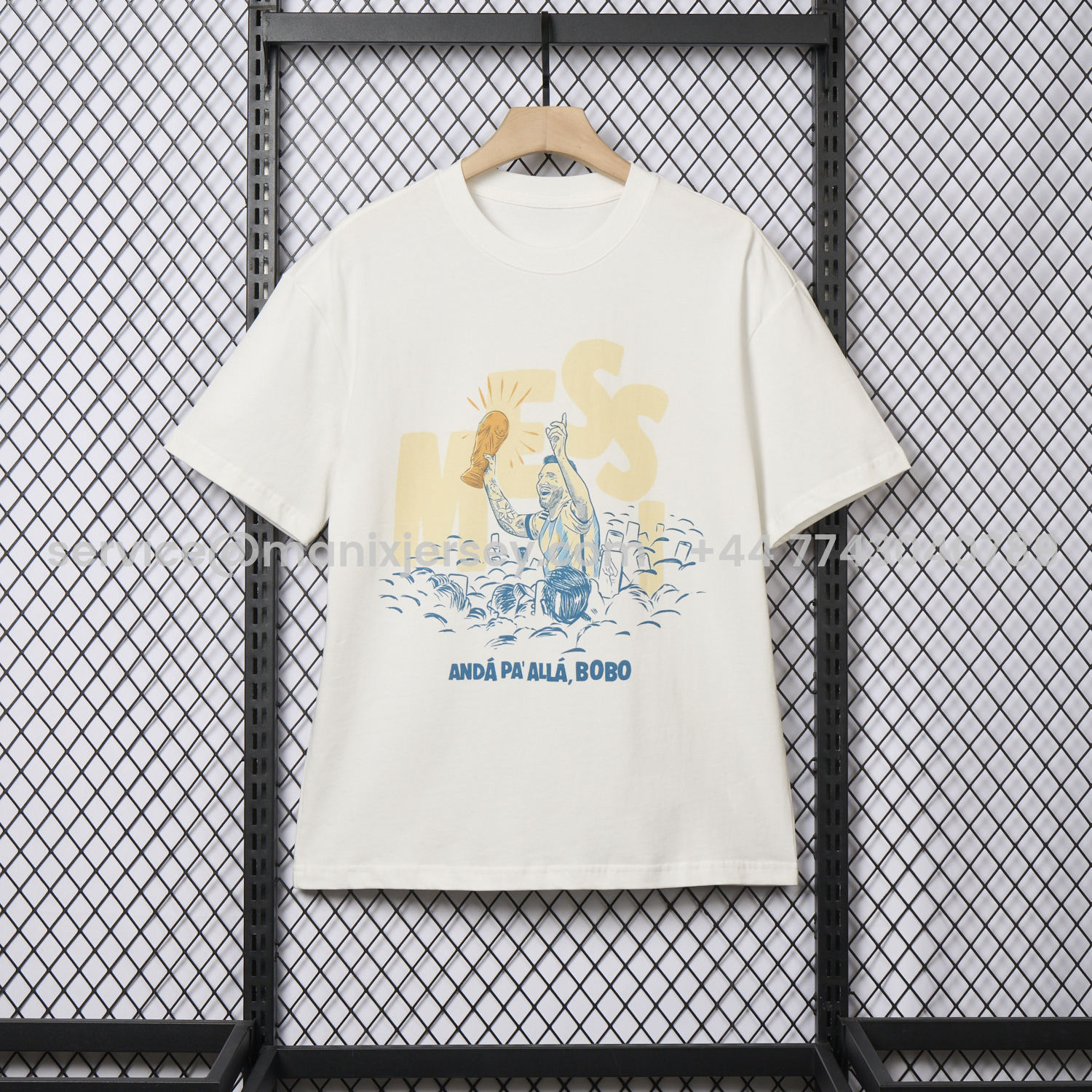 ManixJersey.com | Argentina Messi World Cup Anda Pa Alla Bobo Unisex Pure Cotton T-shirt -Customize Name, Number and Patch | Worldwide Shipping