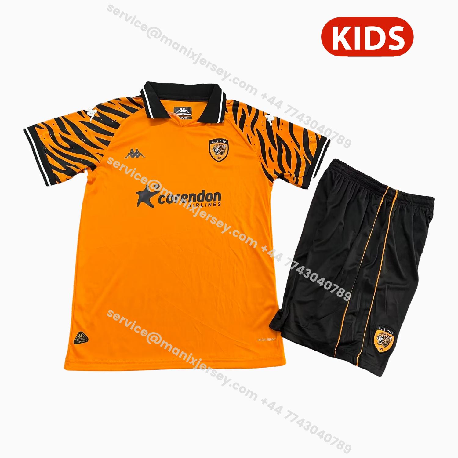 ManixJersey.com | Hull City 25-26 Home Kids Kit -Customize Name, Number and Patch | Worldwide Shipping