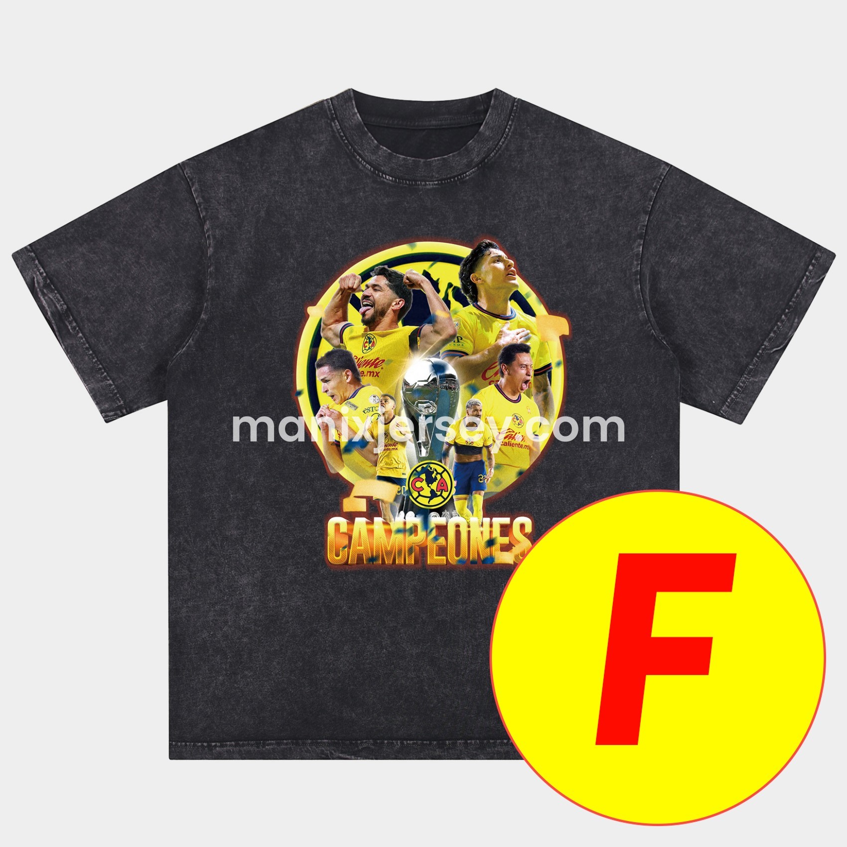 ManixJersey.com | Club América Triple Championship Oversized Washed T-Shirt -Customize Name, Number and Patch | Worldwide Shipping