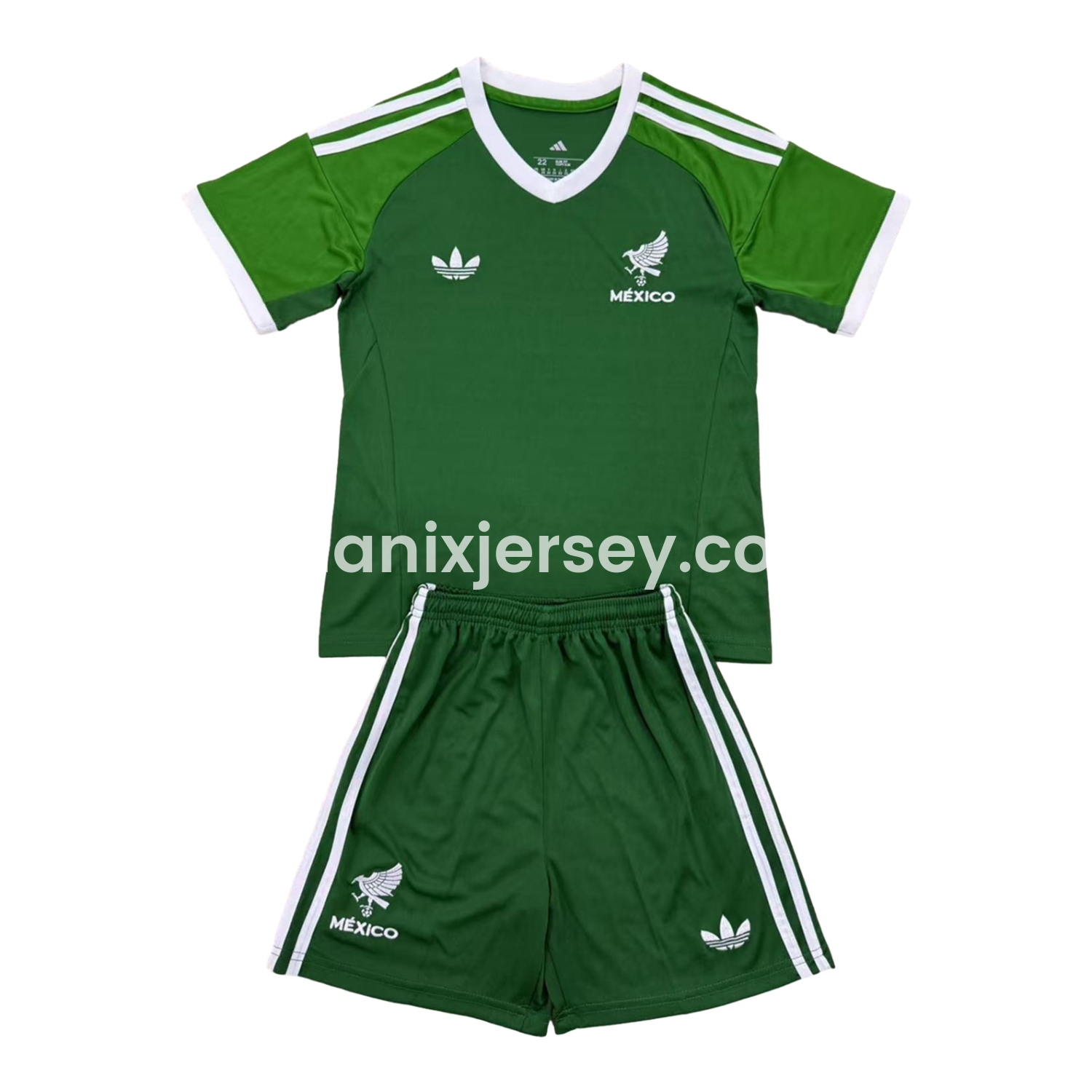 ManixJersey.com | Mexico 2025 Throwback Trefoil Green Goalkeeper Men's Adult Jersey Set - Fans Version -Customize Name, Number and Patch | Worldwide Shipping
