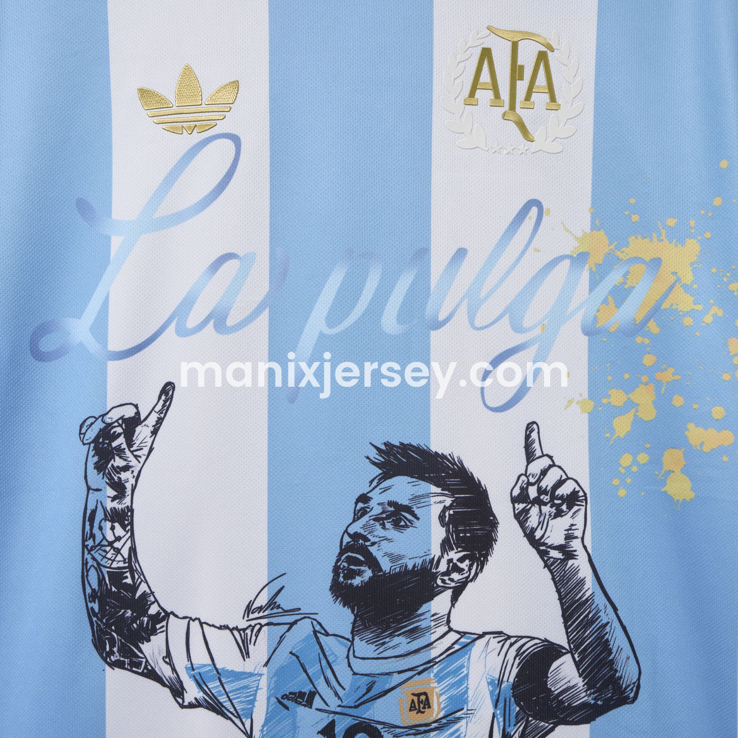 ManixJersey.com | Argentina 25-26 50th Anniversary Messi Graffiti Special Jersey - Fans Version -Customize Name, Number and Patch | Worldwide Shipping