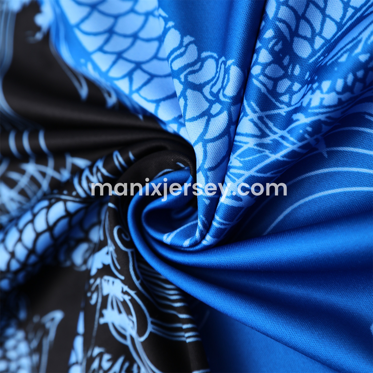 ManixJersey.com | Real Madrid 25-26 Short-Sleeve Training Set - Blue Black Dragon Top & Black-White Shorts -Customize Name, Number and Patch | Worldwide Shipping