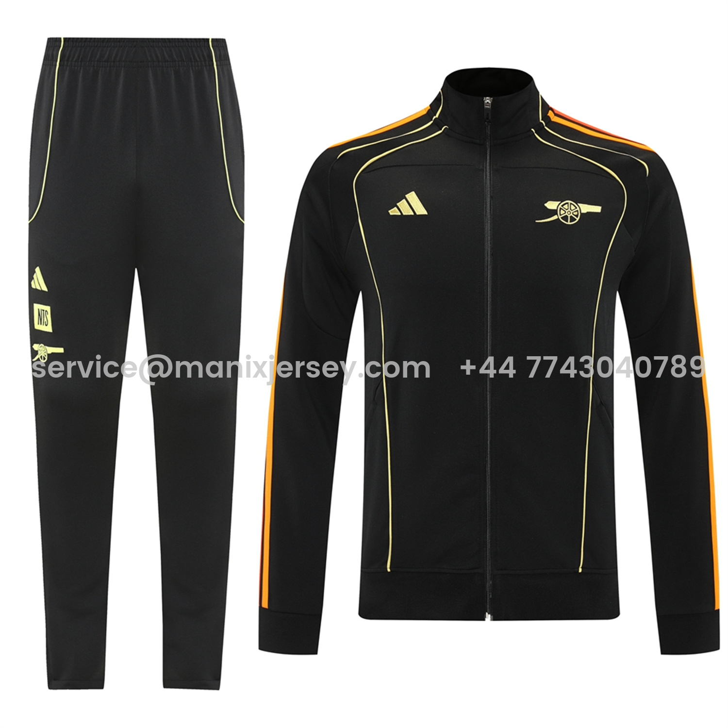 ManixJersey.com | Arsenal 25-26 NTS Urban Purist Jacket Training Tracksuit - Black Throwback Jackets & Pants -Customize Name, Number and Patch | Worldwide Shipping