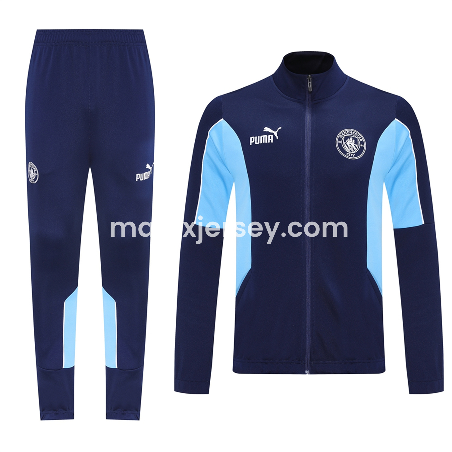 ManixJersey.com | Manchester City 25-26 Jacket Training Tracksuit - Deep Blue Jackets & Pants -Customize Name, Number and Patch | Worldwide Shipping