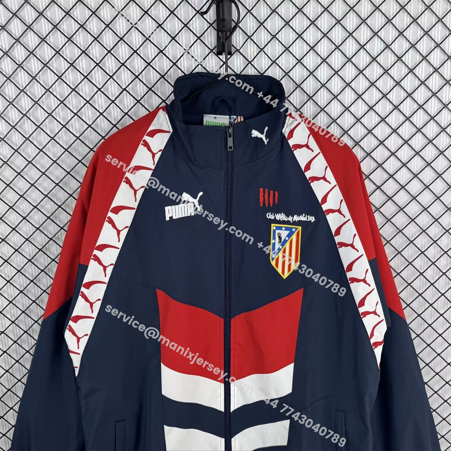 ManixJersey.com | Atletico Madrid 25-26 Windbreaker Jacket - Black -Customize Name, Number and Patch | Worldwide Shipping