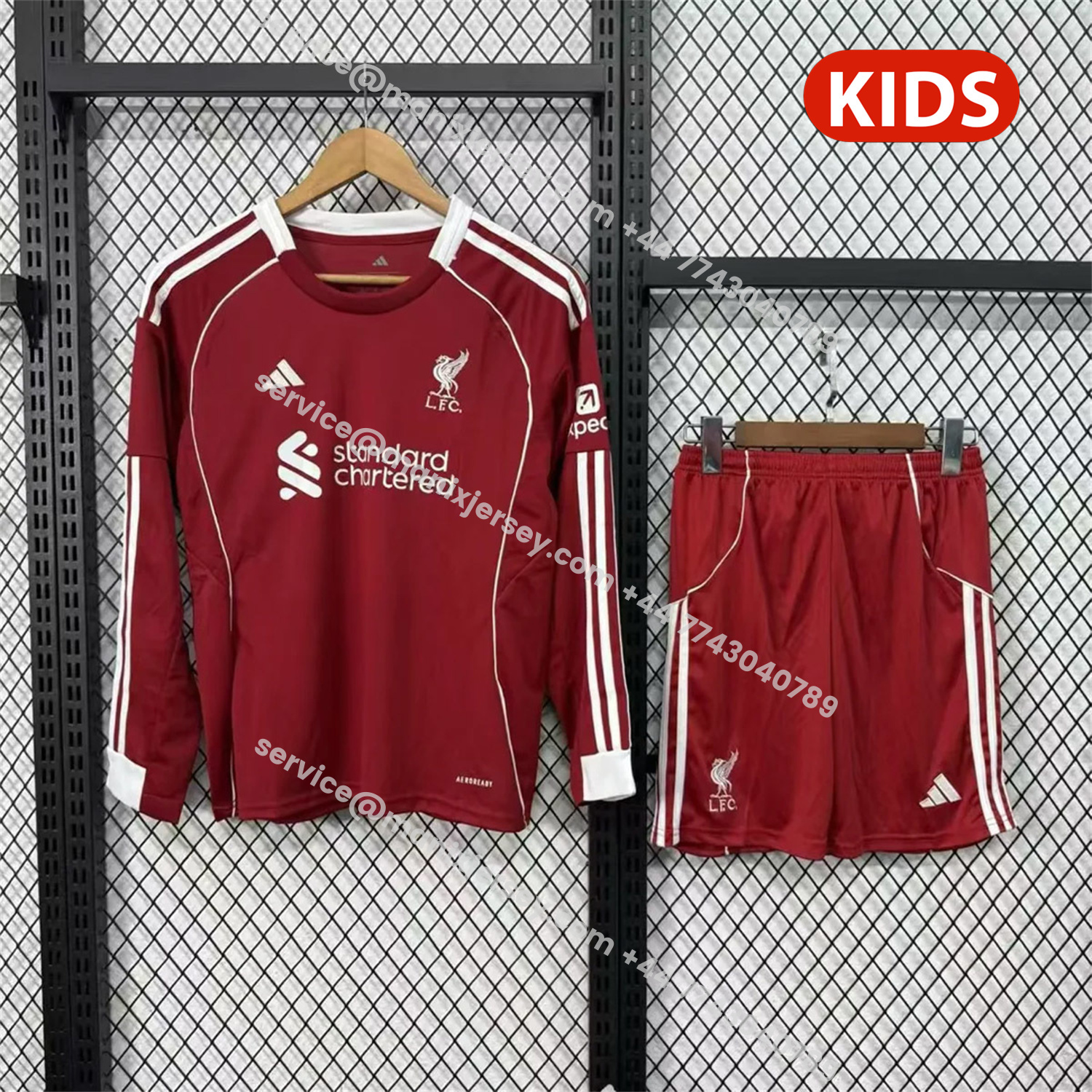 ManixJersey.com | Liver.pool 25-26 Home Red Long Sleeves Kids Kit -Customize Name, Number and Patch | Worldwide Shipping