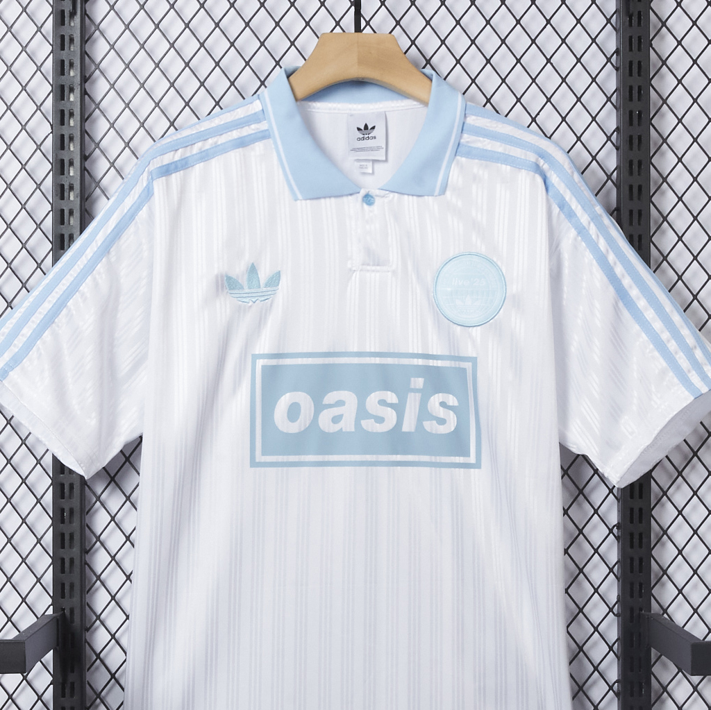 ManixJersey.com | Bohemian 25-26 Oasis Originals Tour White And Sky Blue Jersey With Number 25 - Fans Version -Customize Name, Number and Patch | Worldwide Shipping