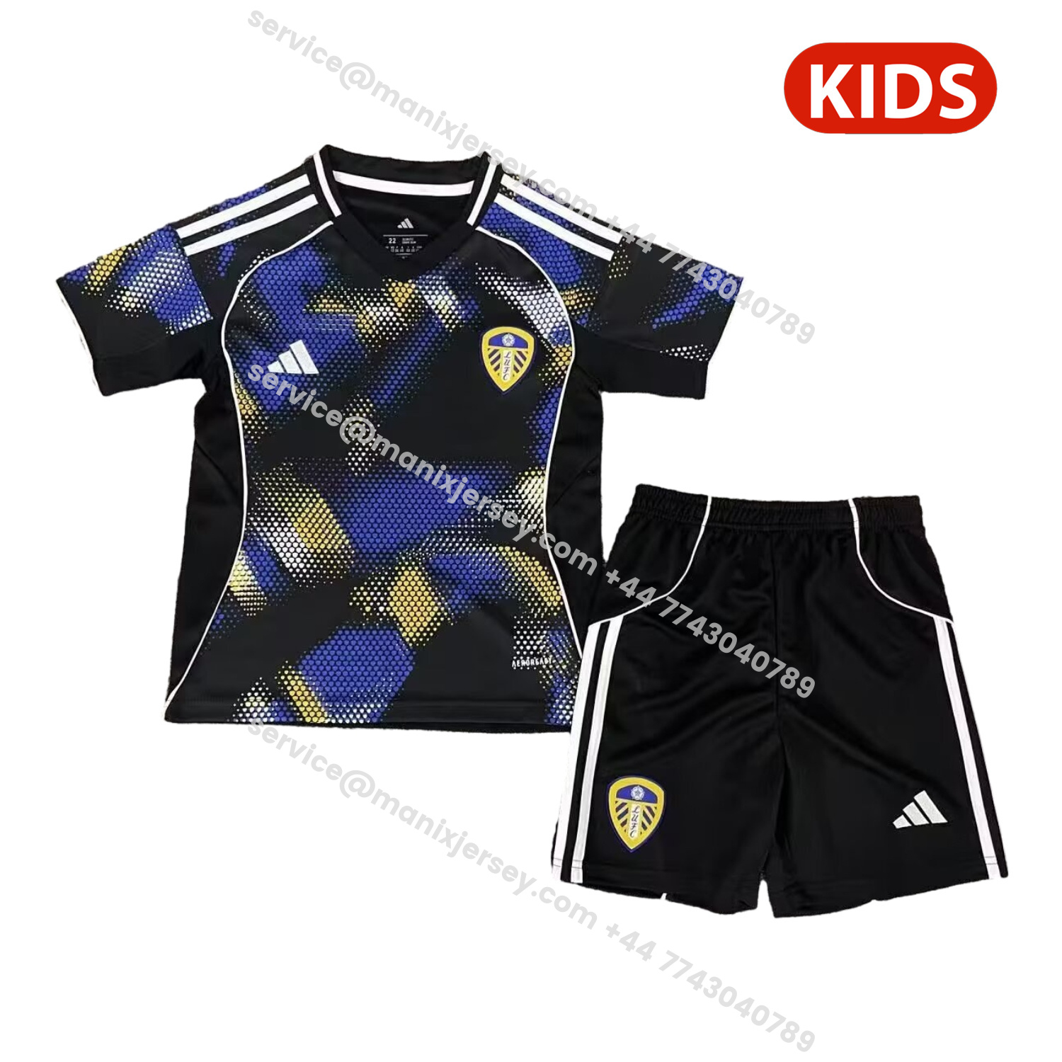 ManixJersey.com | Leeds United 25-26 Third Unsponsored Kids Kit -Customize Name, Number and Patch | Worldwide Shipping