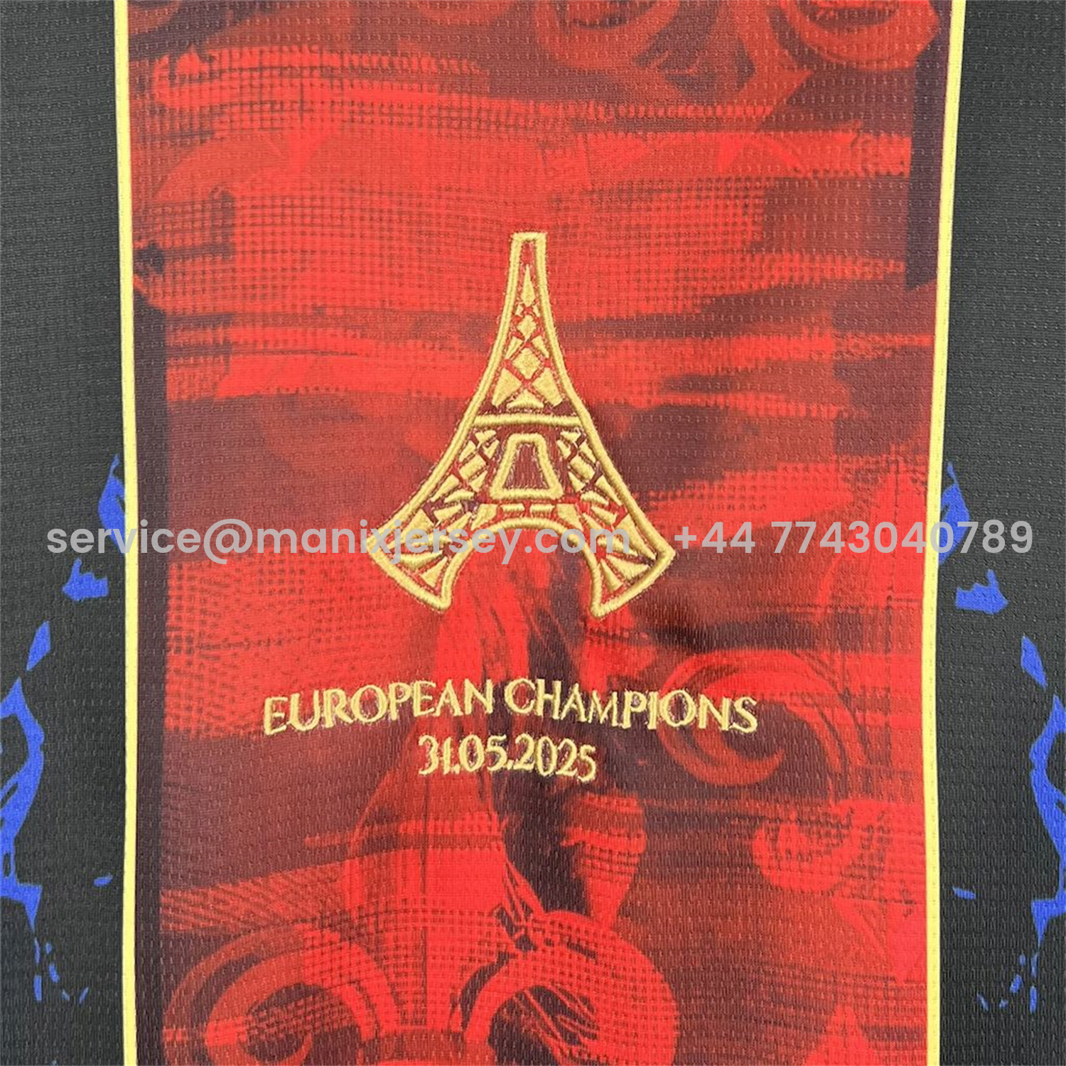 ManixJersey.com | Paris Saint-Germain PSG 25-26 Champions League Commemorative Edition Blue Red Eiffel Tower T-shirts -Customize Name, Number and Patch | Worldwide Shipping