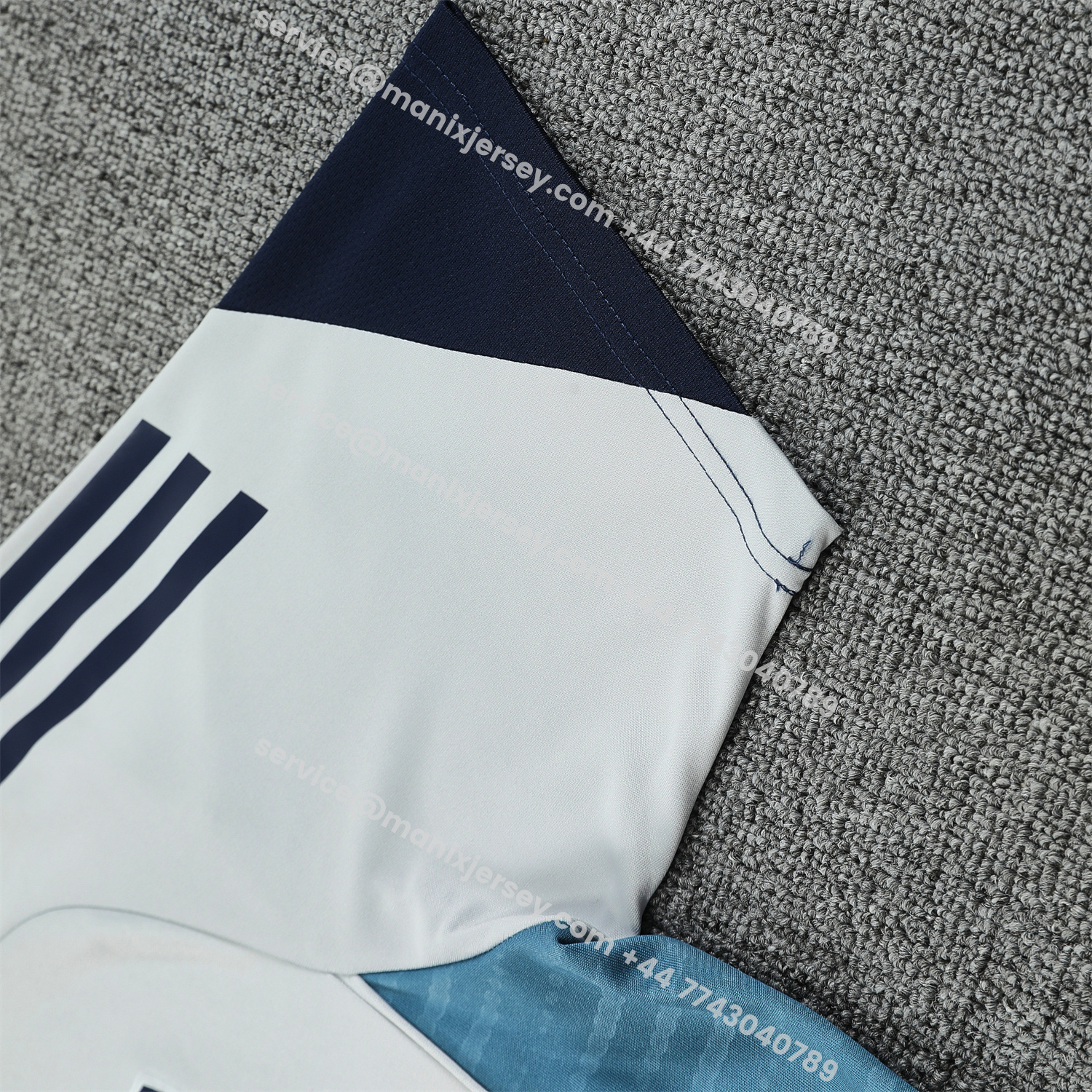 ManixJersey.com | Arsenal 25-26 Short-Sleeve Training Set - Grey Top & Deep Blue Shorts -Customize Name, Number and Patch | Worldwide Shipping