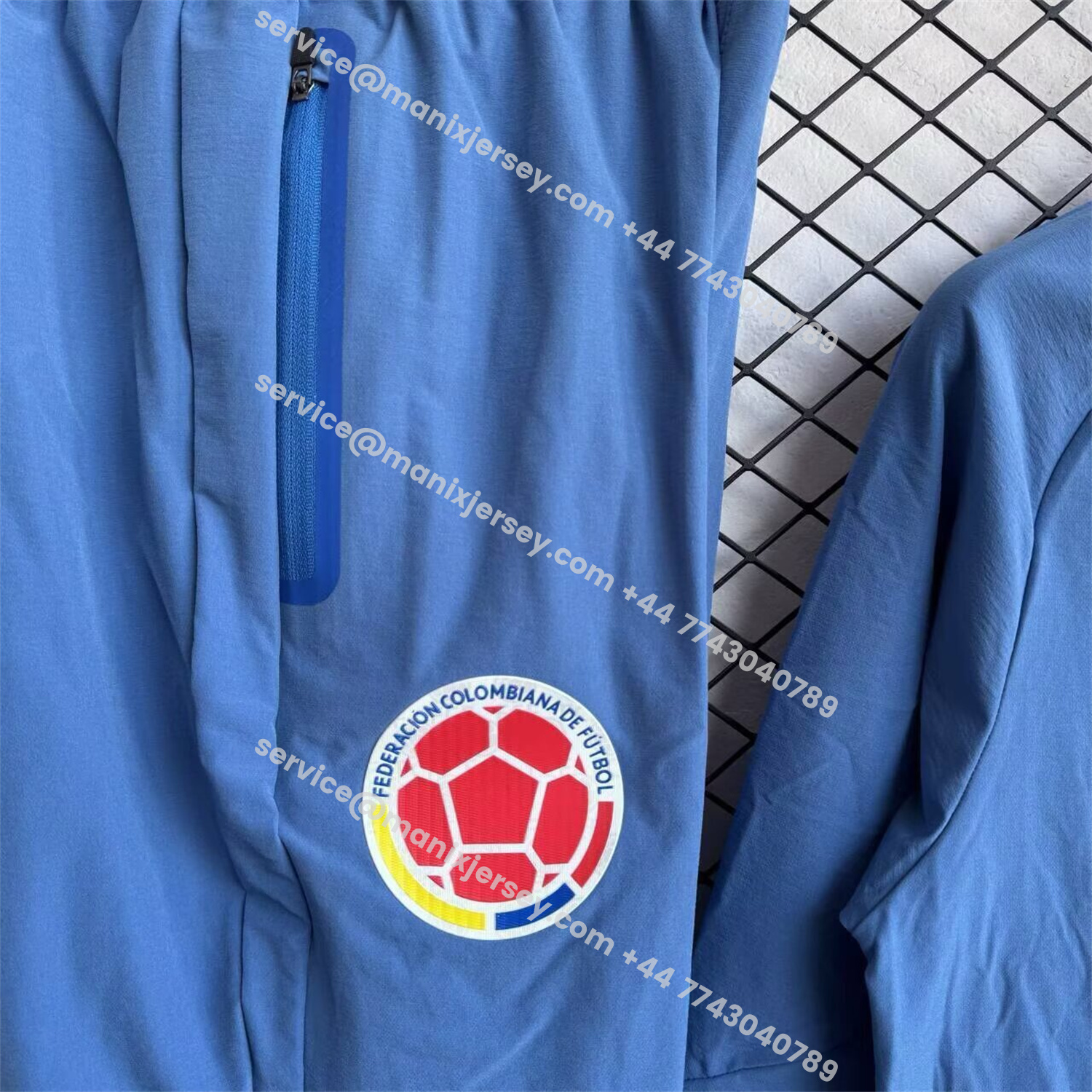 ManixJersey.com | Colombia 2026 Windbreaker Training Set - Ocean Blue Top and Pants -Customize Name, Number and Patch | Worldwide Shipping