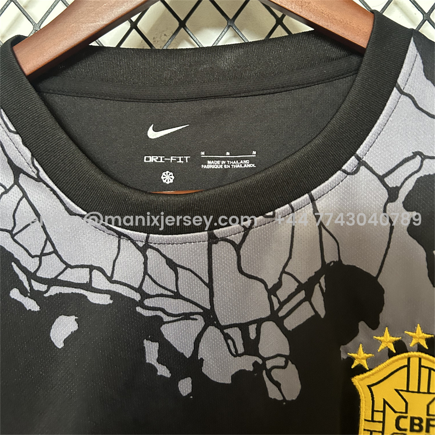 ManixJersey.com | Brazil 25-26 Grey Jesus Statue Special Black Jersey - Fans Version -Customize Name, Number and Patch | Worldwide Shipping