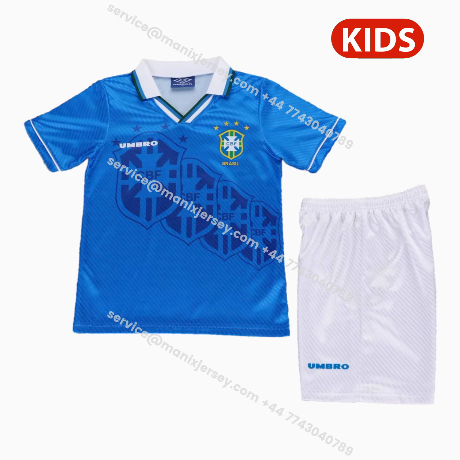 ManixJersey.com | Retro Brazil 1996 Away Kids Kit -Customize Name, Number and Patch | Worldwide Shipping