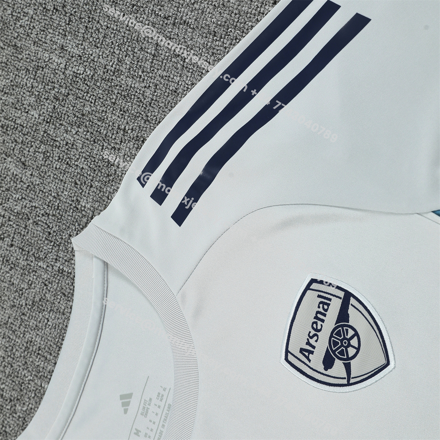 ManixJersey.com | Arsenal 25-26 Short-Sleeve Training Set - Grey Top & Deep Blue Shorts -Customize Name, Number and Patch | Worldwide Shipping