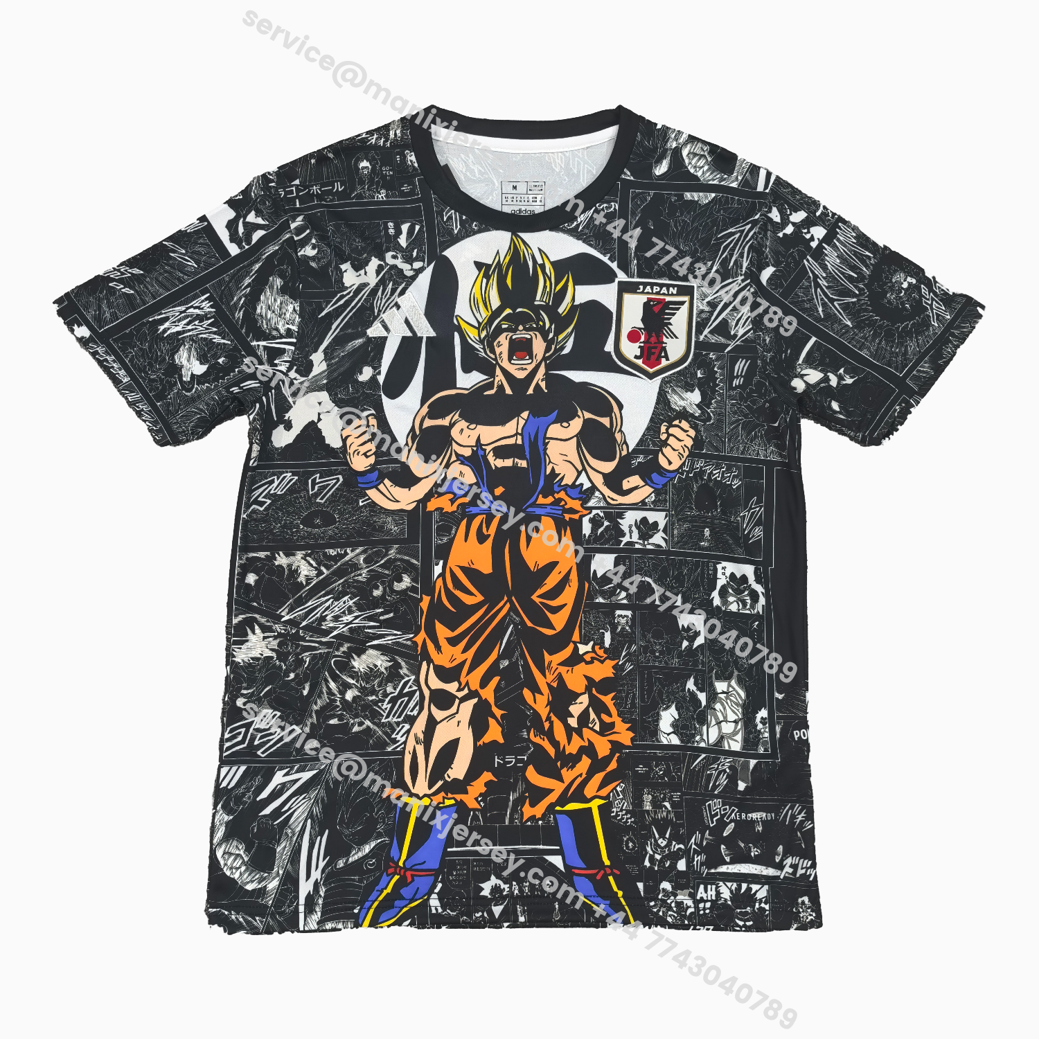 ManixJersey.com | Japan 25-26 Son Goku Super Saiyan Black Jersey - Fans Version -Customize Name, Number and Patch | Worldwide Shipping