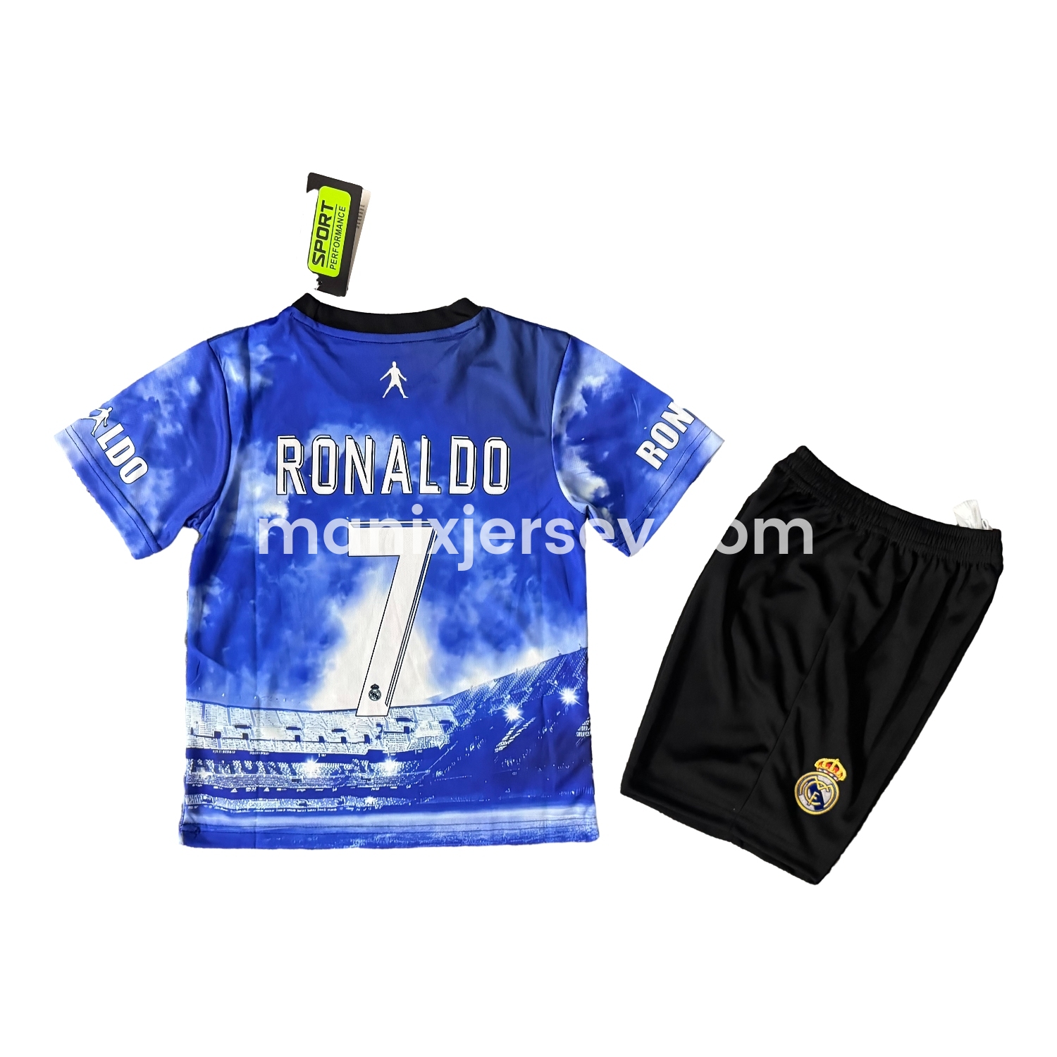 ManixJersey.com | Cristiano Ronaldo Real Madrid 2017-18 Away Career Commemorative Kids Kit -Customize Name, Number and Patch | Worldwide Shipping