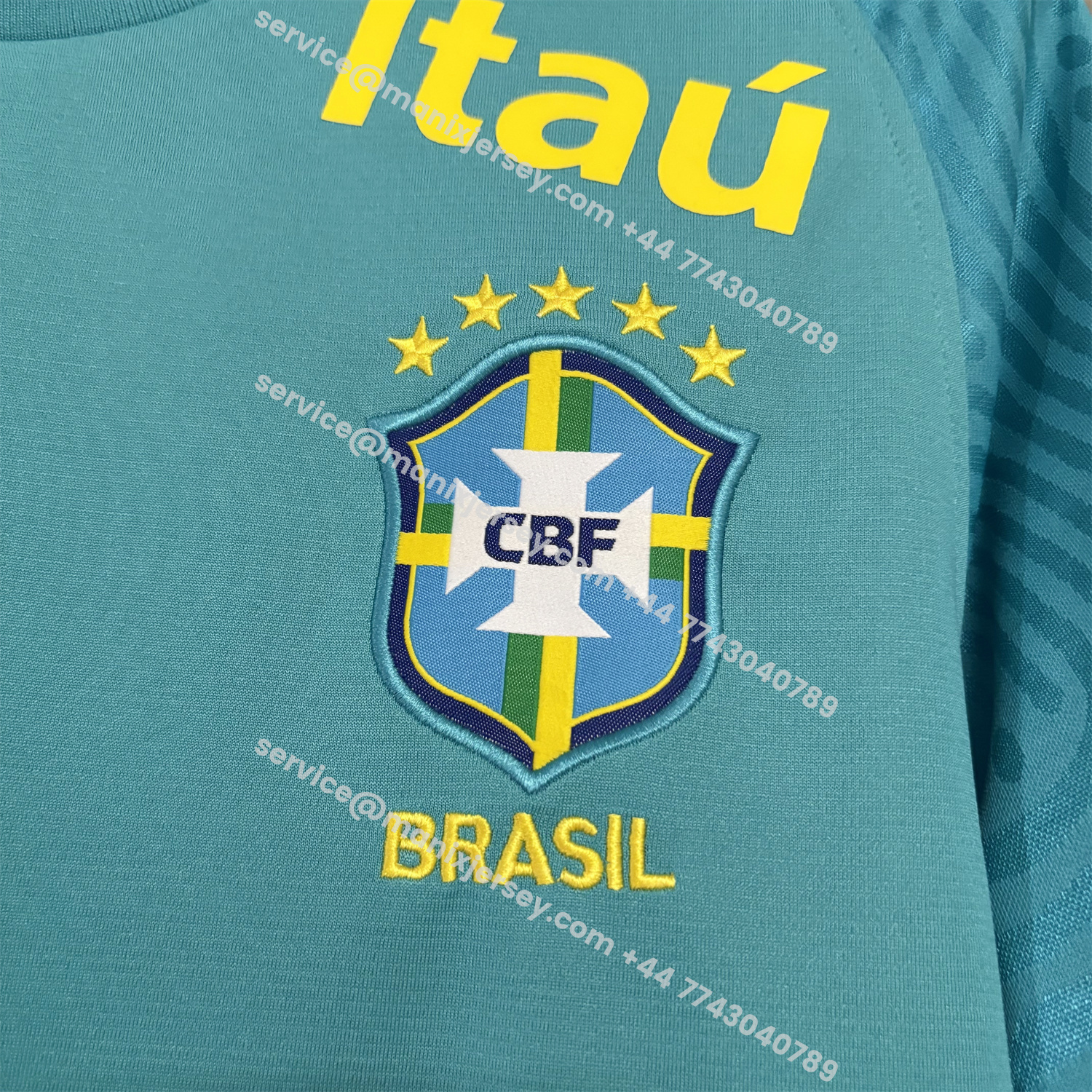 ManixJersey.com | Retro Brazil 2022 Pre-Match Cyan Special Jersey -Customize Name, Number and Patch | Worldwide Shipping