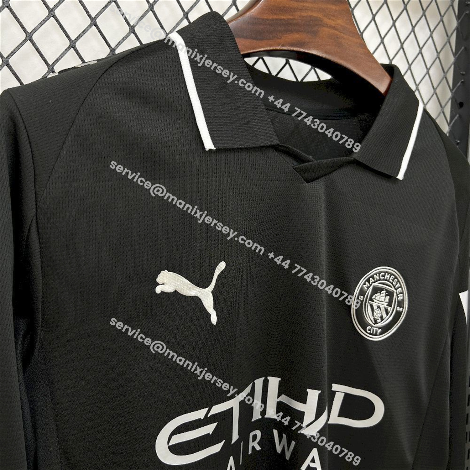 ManixJersey.com | Manchester City 25-26 Away Long Sleeves Black Jersey - Fans Version -Customize Name, Number and Patch | Worldwide Shipping