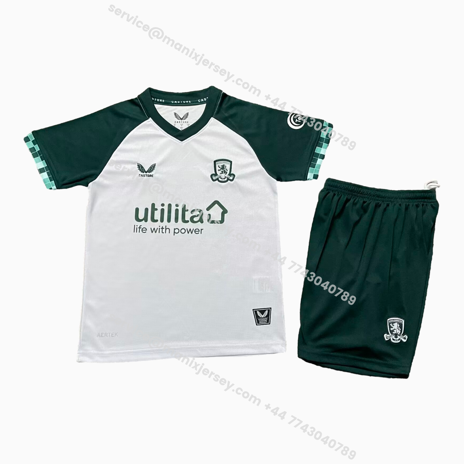 ManixJersey.com | Middlesbrough 25-26 Third White And Green Kids Kit -Customize Name, Number and Patch | Worldwide Shipping