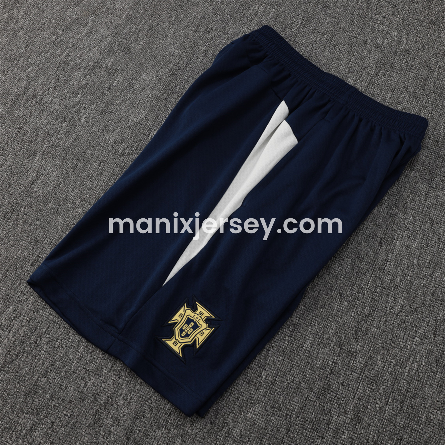 ManixJersey.com | Portugal 25-26 Short-Sleeve Training Set - Off White Top and Deep Blue Shorts -Customize Name, Number and Patch | Worldwide Shipping