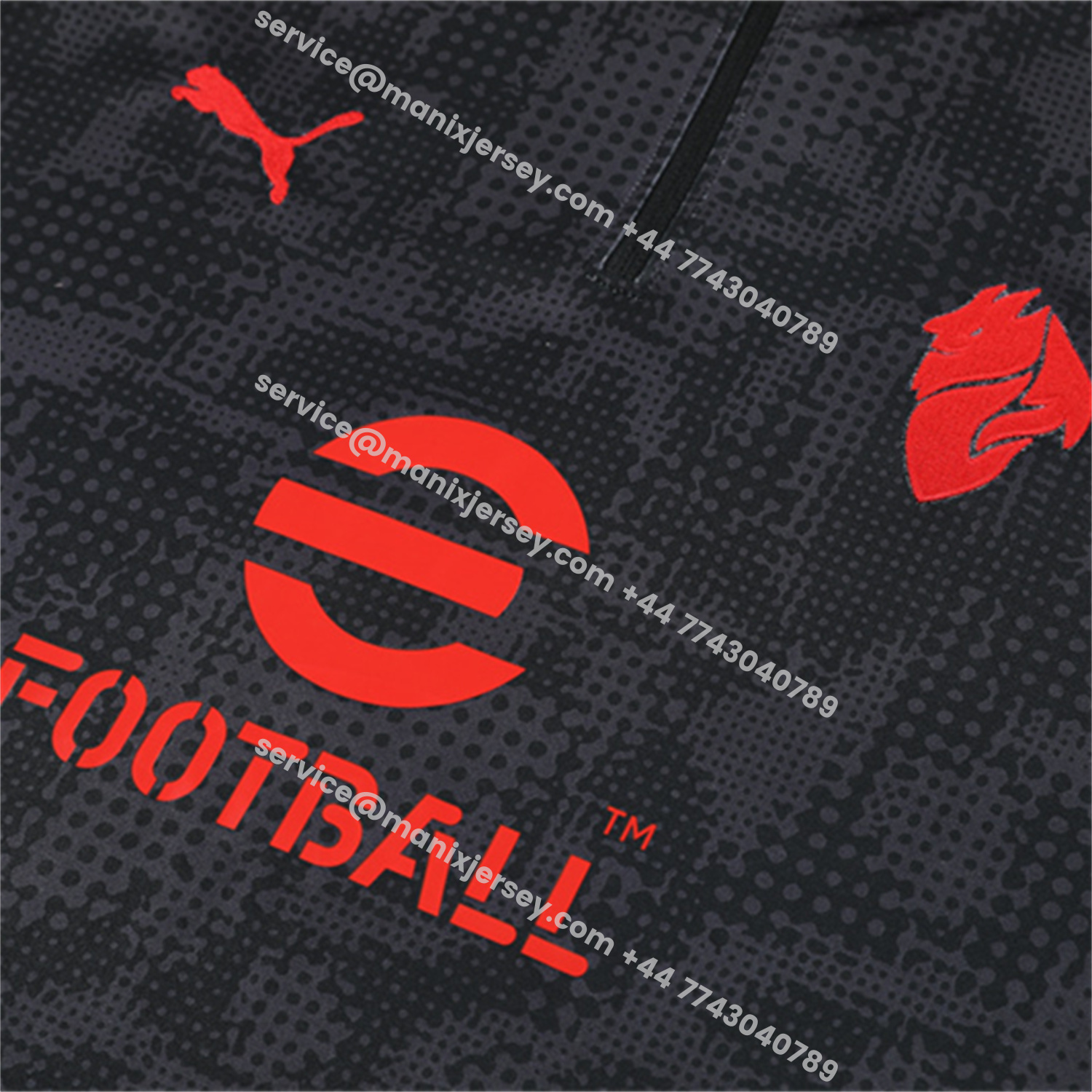 ManixJersey.com | AC Milan 25-26 Kids Long Sleeve Training Set - Black Top & Black Pants -Customize Name, Number and Patch | Worldwide Shipping