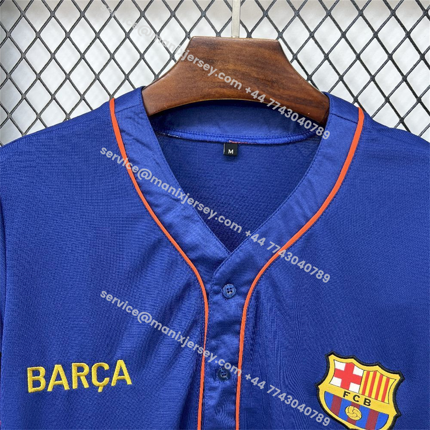 ManixJersey.com | Barcelona 25-26 Blue Baseball Jersey -Customize Name, Number and Patch | Worldwide Shipping