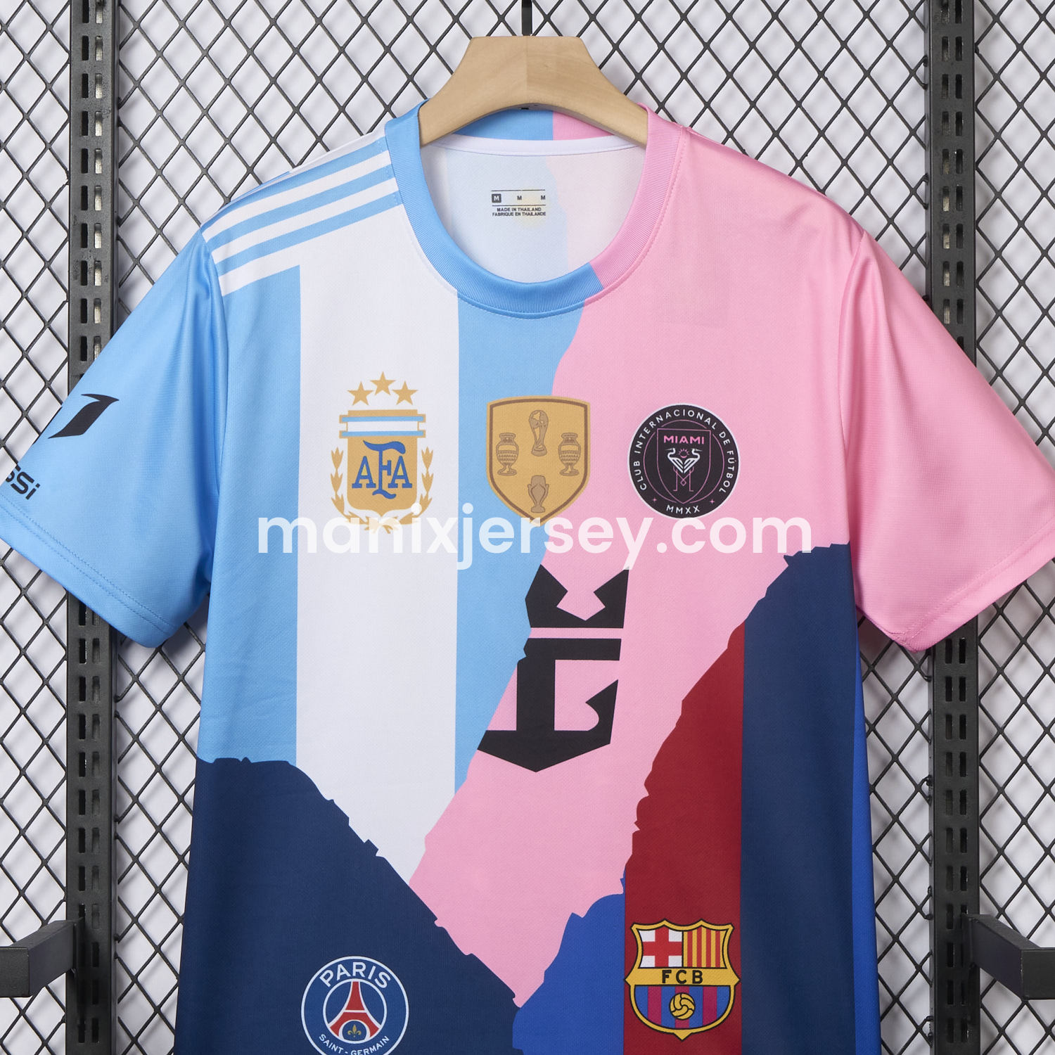 ManixJersey.com | Messi Career Commemorative Jersey - Fans Version - Argentina INT M.A.M Barcelona - with 10 Special Font -Customize Name, Number and Patch | Worldwide Shipping