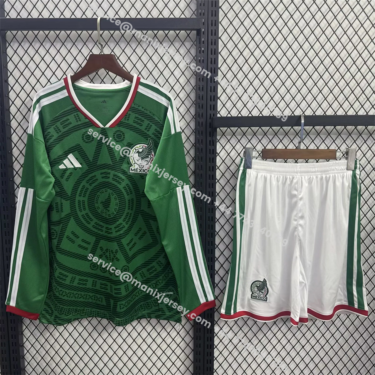 ManixJersey.com | Mexico 2026 Home Long Sleeves Kids Kit -Customize Name, Number and Patch | Worldwide Shipping