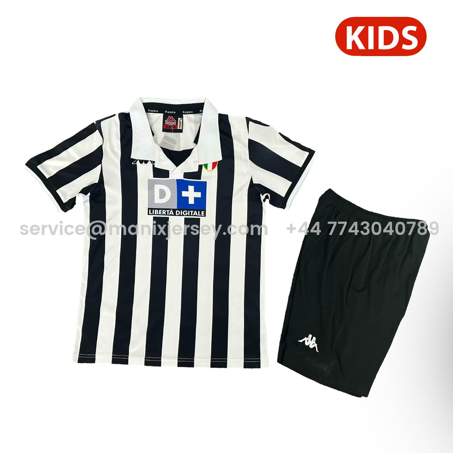 ManixJersey.com | Retro Juventus 1998-99 Home Kids Kit -Customize Name, Number and Patch | Worldwide Shipping