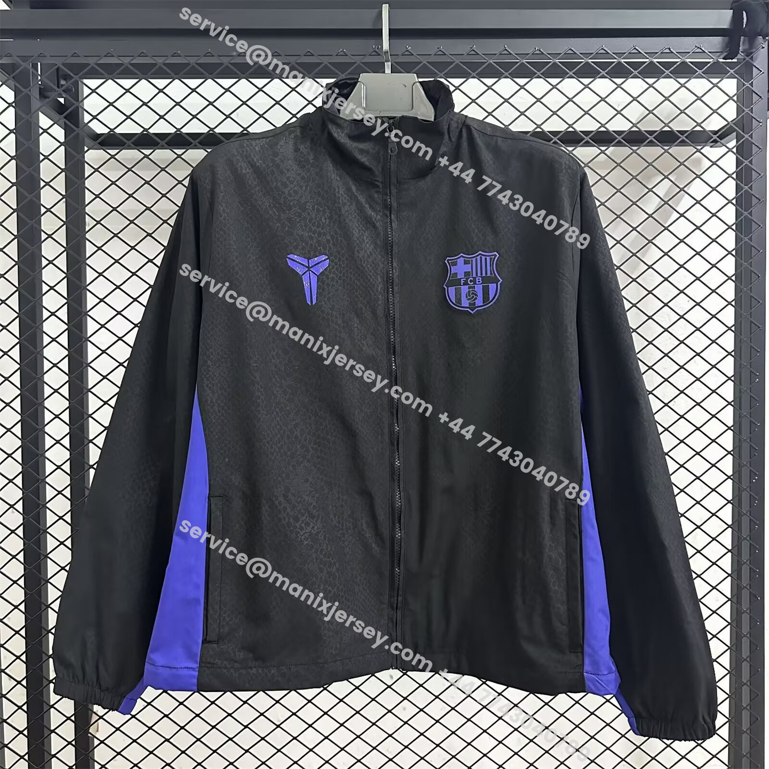 ManixJersey.com | Barcelona 25-26 KB Co-Branded Windbreaker Jacket - Black -Customize Name, Number and Patch | Worldwide Shipping