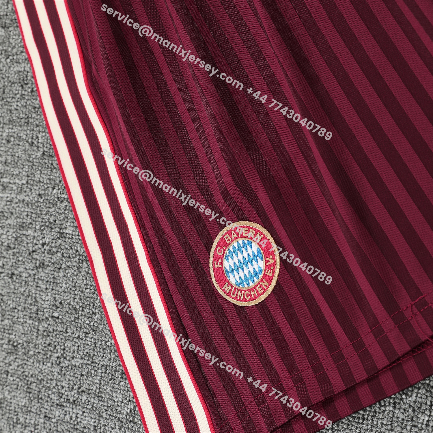 ManixJersey.com | Bayern Munich 25-26 Short-Sleeve Training Set - Wine Red Lines Top & Wine Red Lines Shorts -Customize Name, Number and Patch | Worldwide Shipping