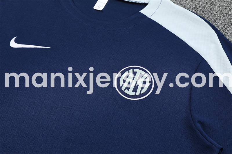 ManixJersey.com | Inter Milan 25-26 Short-Sleeve Kids Training Set - Deep Blue Top & Deep Blue shorts -Customize Name, Number and Patch | Worldwide Shipping