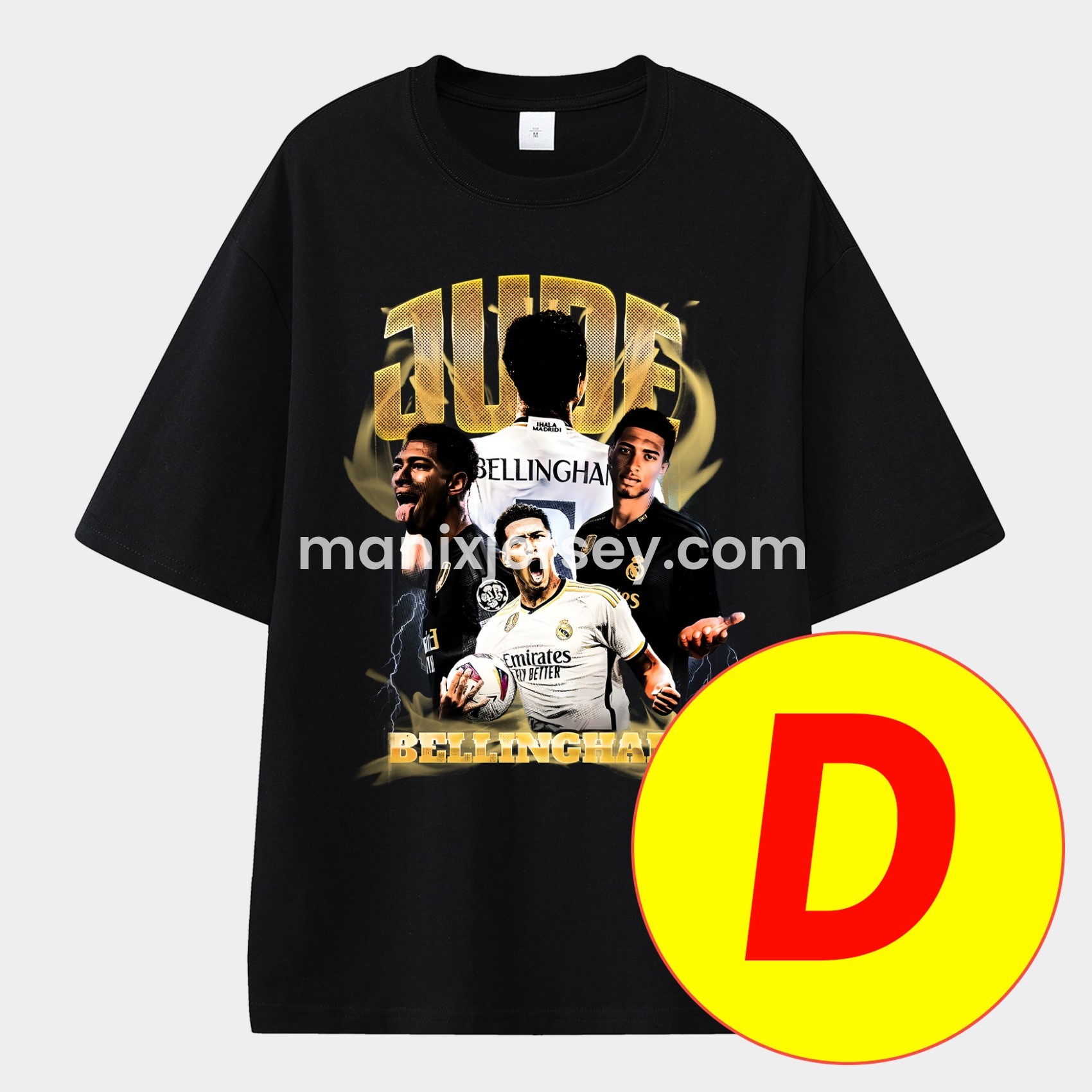 ManixJersey.com | Bellingham Real Madrid England Unisex Pure Cotton T-shirt -Customize Name, Number and Patch | Worldwide Shipping