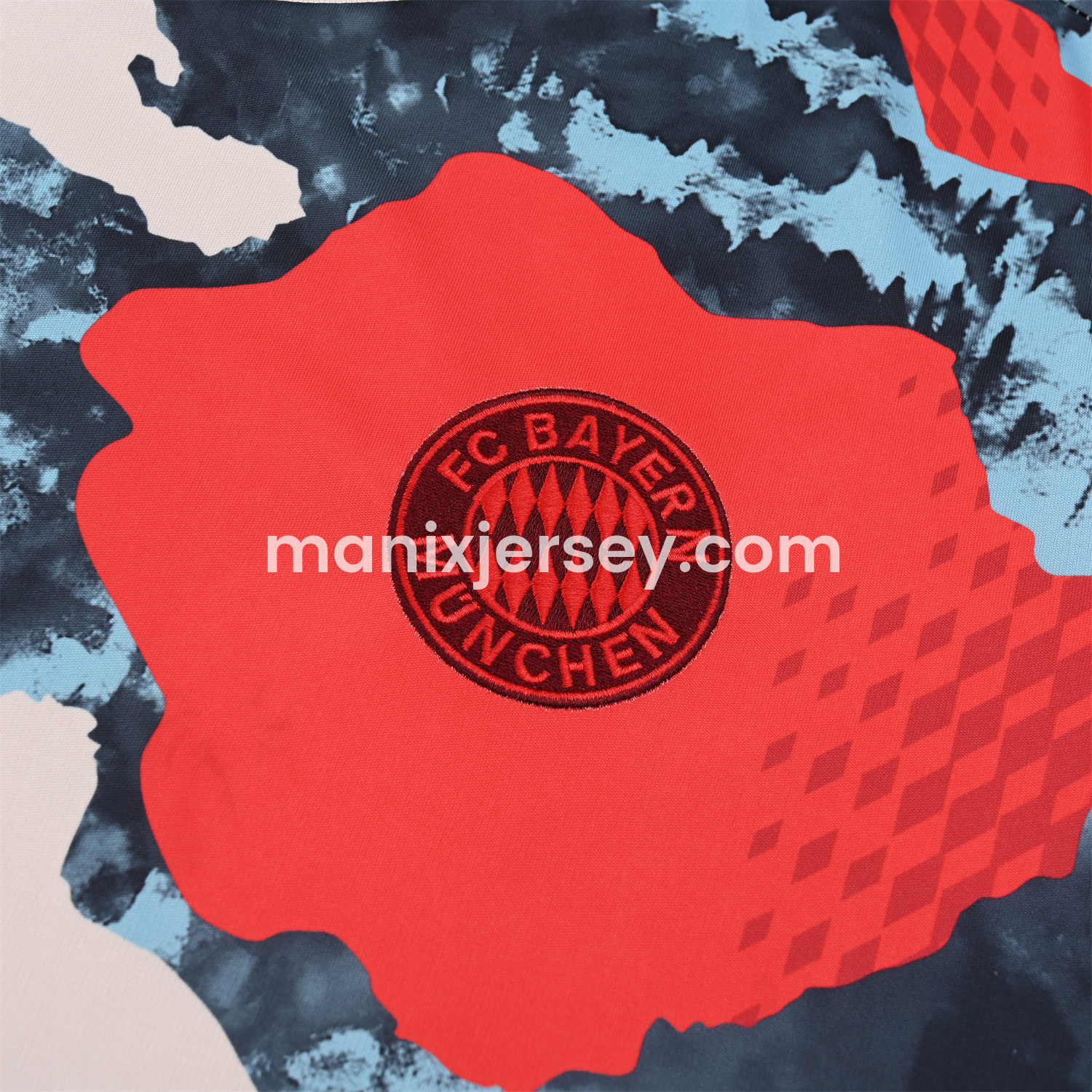 ManixJersey.com | Bayern Munich 24-25 Pre-Match Short-Sleeve Training Set - CamouflageTop & Black Shorts -Customize Name, Number and Patch | Worldwide Shipping