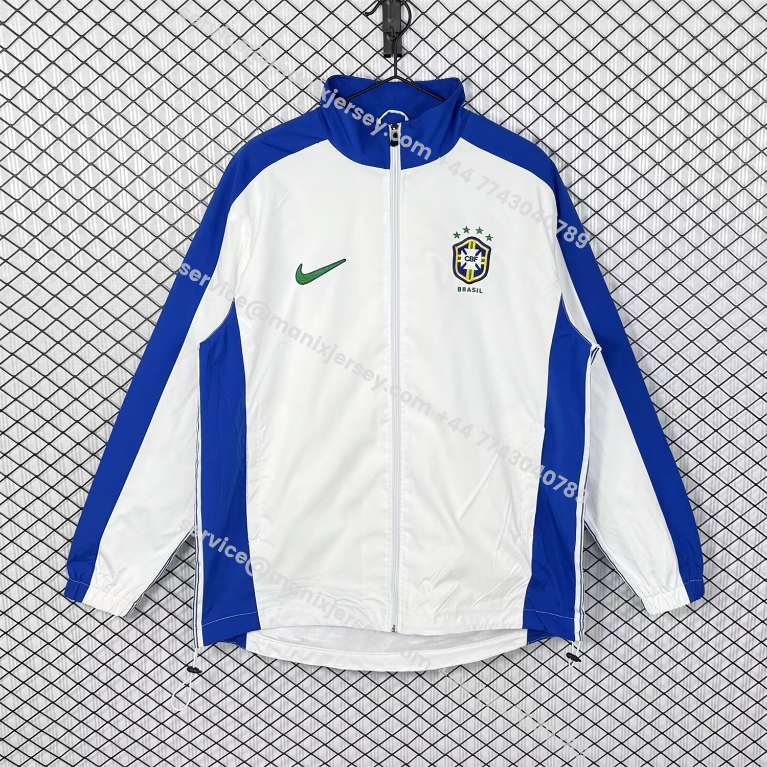 ManixJersey.com | Retro Brazil 1998 White Windbreaker -Customize Name, Number and Patch | Worldwide Shipping
