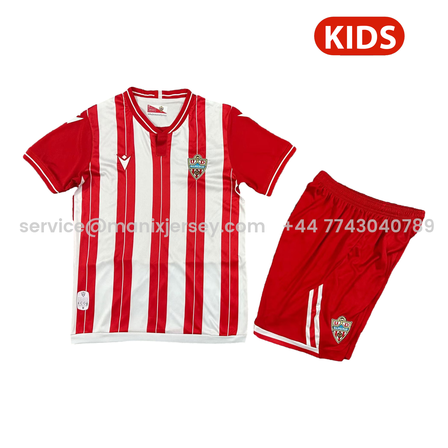 ManixJersey.com | UD Almería 25-26 Home Kids Kit -Customize Name, Number and Patch | Worldwide Shipping