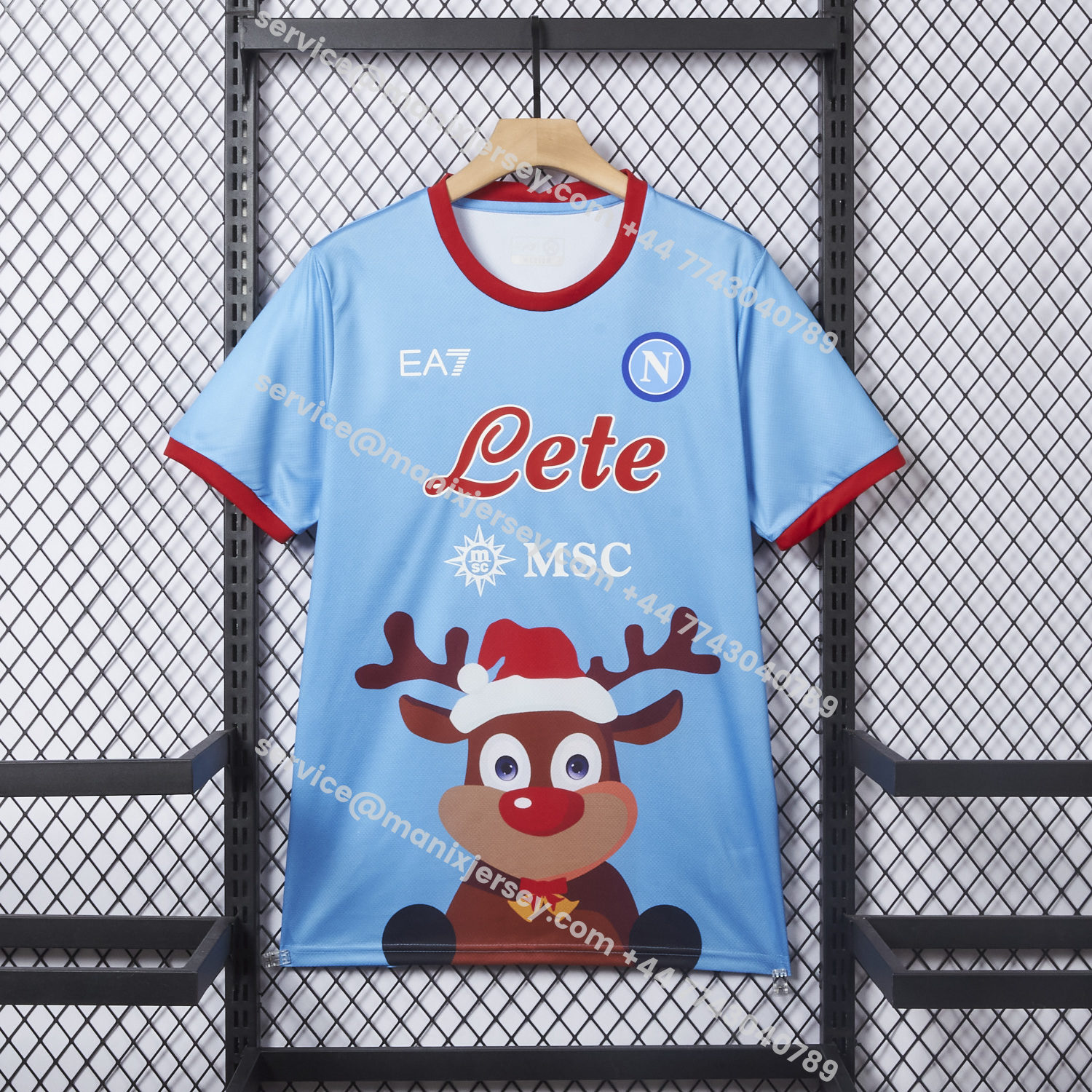 ManixJersey.com | Napoli 25-26 Blue Christmas Elk Special Edition Jersey - Fans Version -Customize Name, Number and Patch | Worldwide Shipping