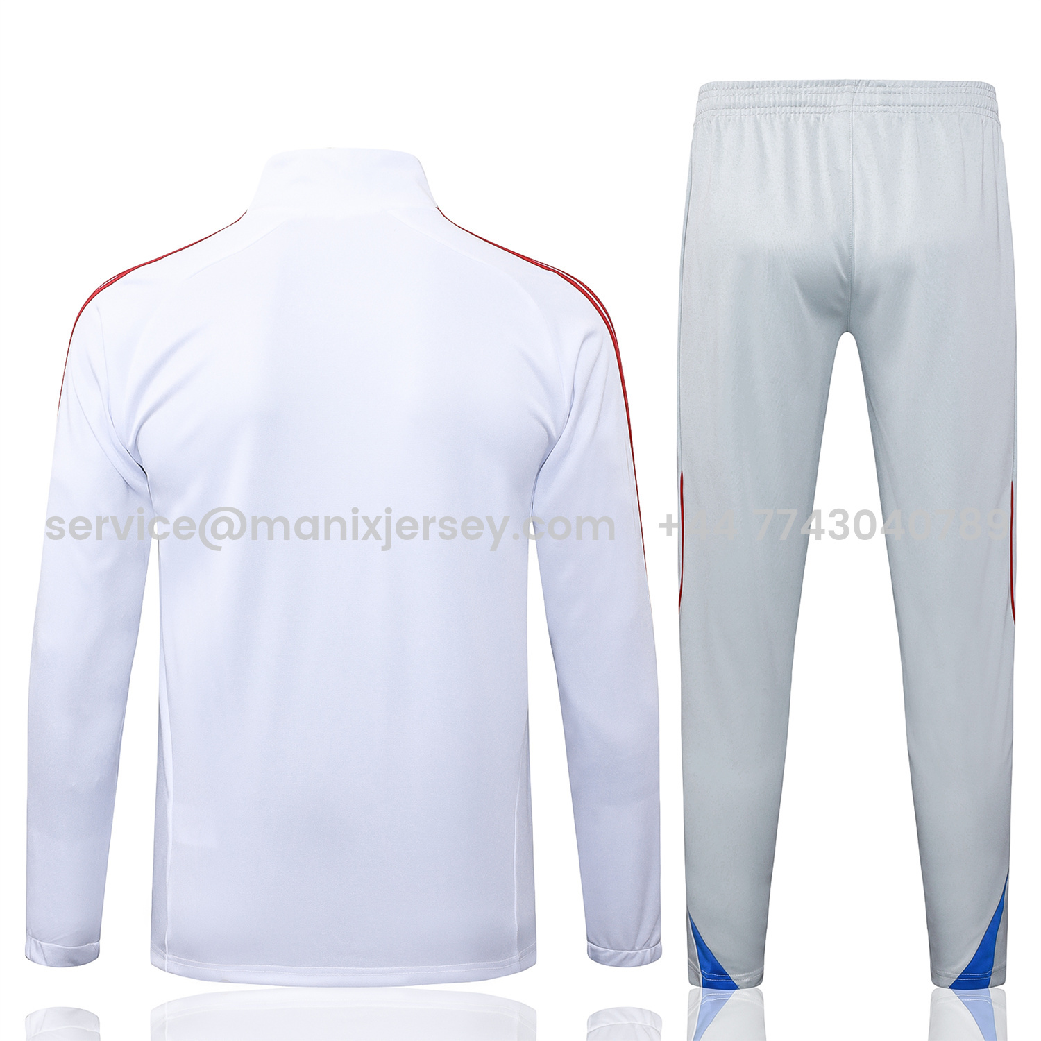 ManixJersey.com | Bayern Munich 25-26 Jacket Training Tracksuit - White Throwback Jackets & Grey Pants -Customize Name, Number and Patch | Worldwide Shipping
