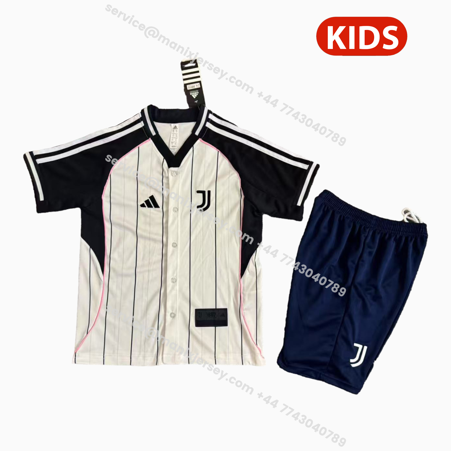 ManixJersey.com | Juventus 25-26 White Baseball Kids Kit -Customize Name, Number and Patch | Worldwide Shipping