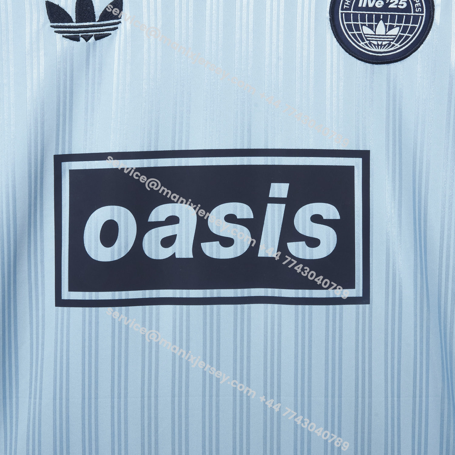 ManixJersey.com | Bohemian 25-26 Oasis Originals Tour Light Blue Jersey With Number 25 - Fans Version -Customize Name, Number and Patch | Worldwide Shipping