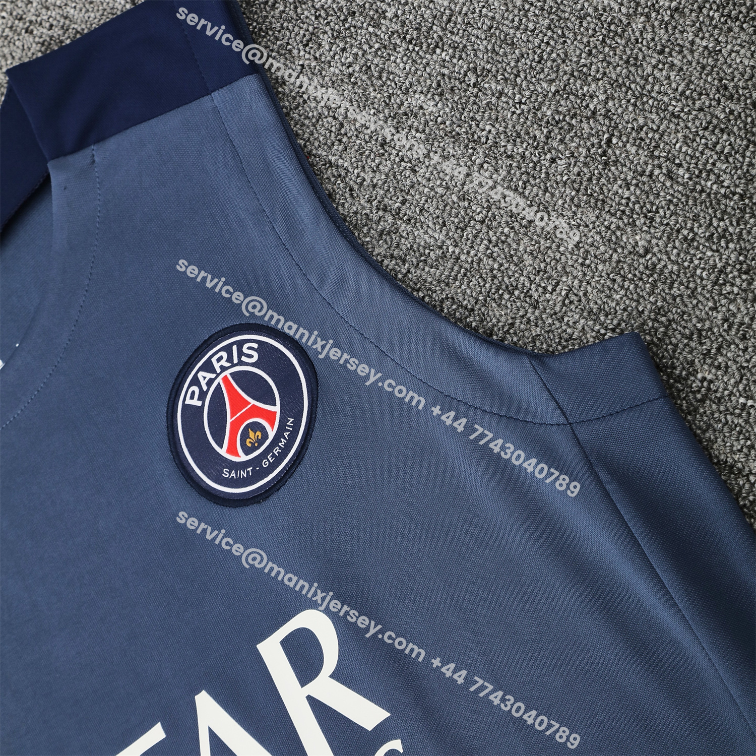 ManixJersey.com | Paris Saint-Germain PSG 25-26 Vest Training Set - Deep Blue Vest & Deep Blue Shorts -Customize Name, Number and Patch | Worldwide Shipping