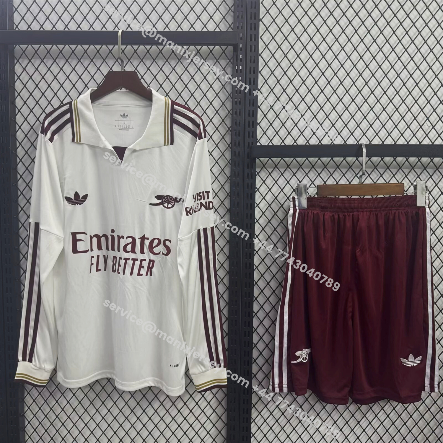 ManixJersey.com | Arsenal 25-26 Third White Long Sleeves Kids Kit -Customize Name, Number and Patch | Worldwide Shipping