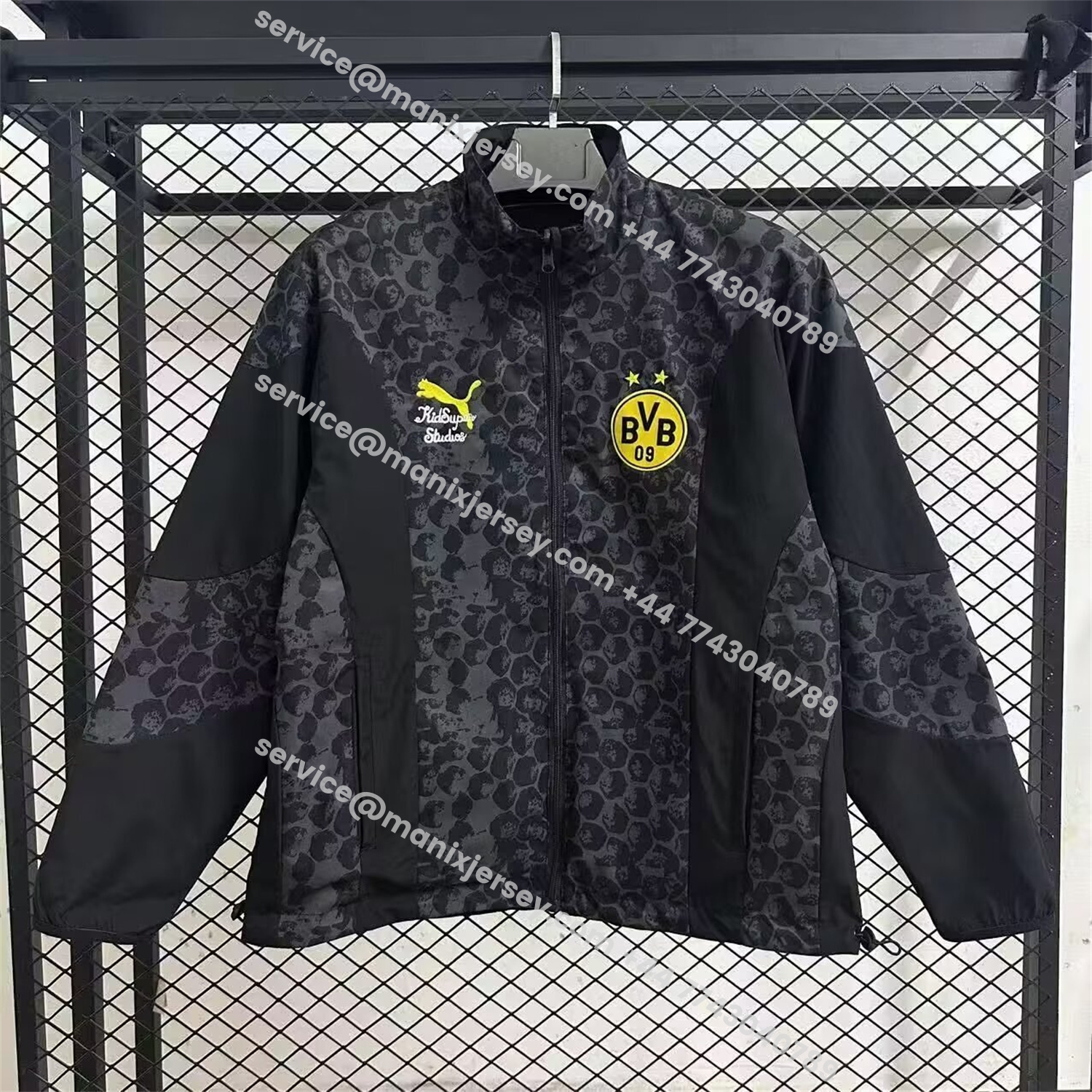 ManixJersey.com | Dortmund 25-26 Black and Gray Double-Sided Training Windbreaker Jacket -Customize Name, Number and Patch | Worldwide Shipping