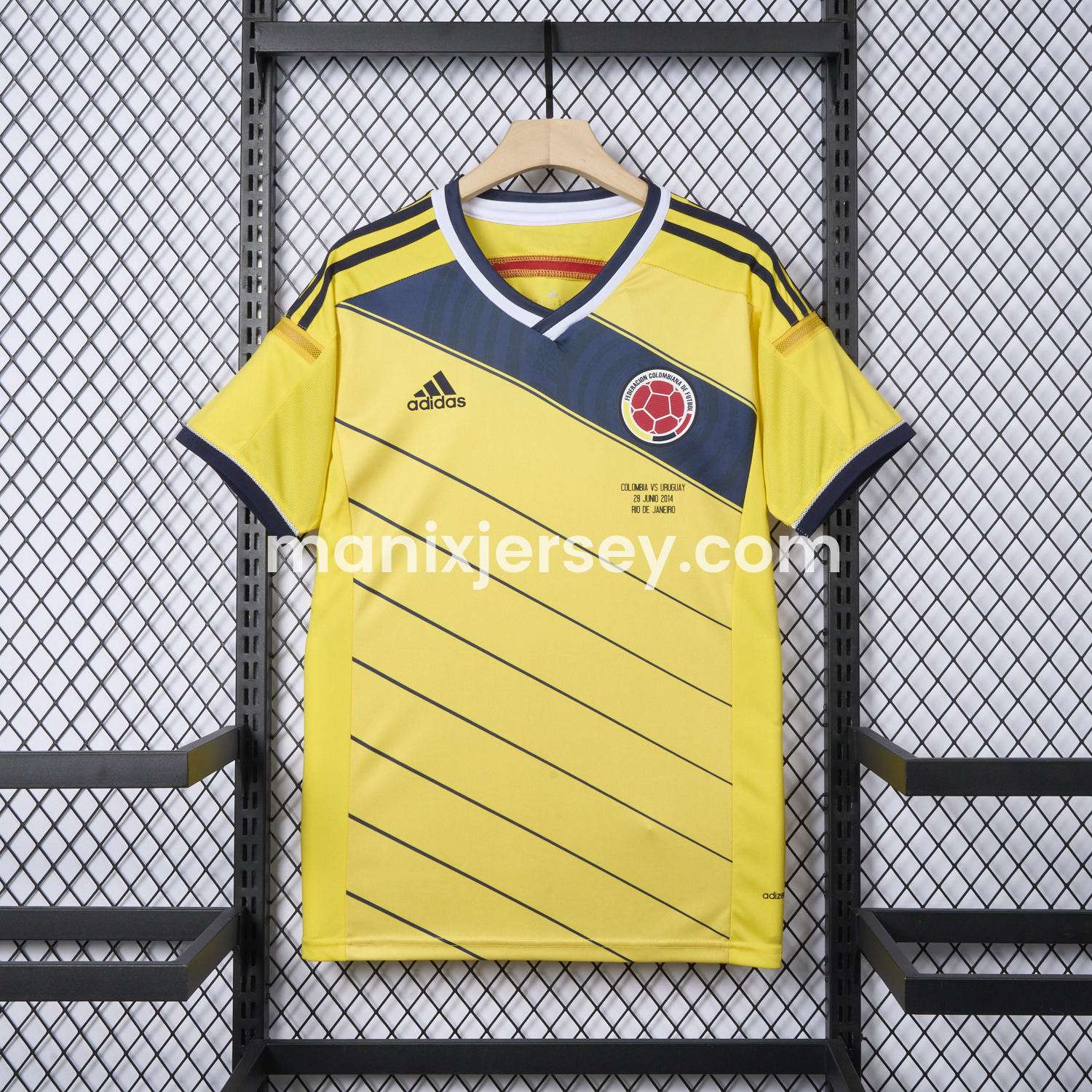 ManixJersey.com | Retro Colombia 2014 Home Jersey -Customize Name, Number and Patch | Worldwide Shipping