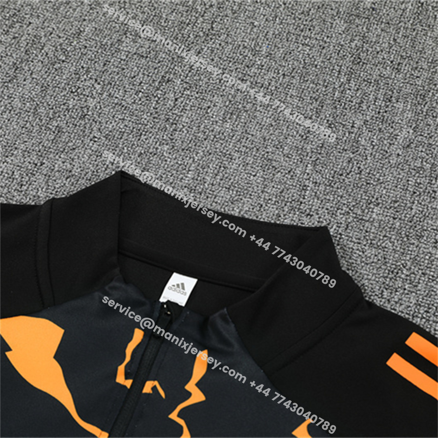 ManixJersey.com | Real Madrid 25-26 Kids Long Sleeve Training Set - Player Version - Yellow Pattern Black Top and Black Pants -Customize Name, Number and Patch | Worldwide Shipping