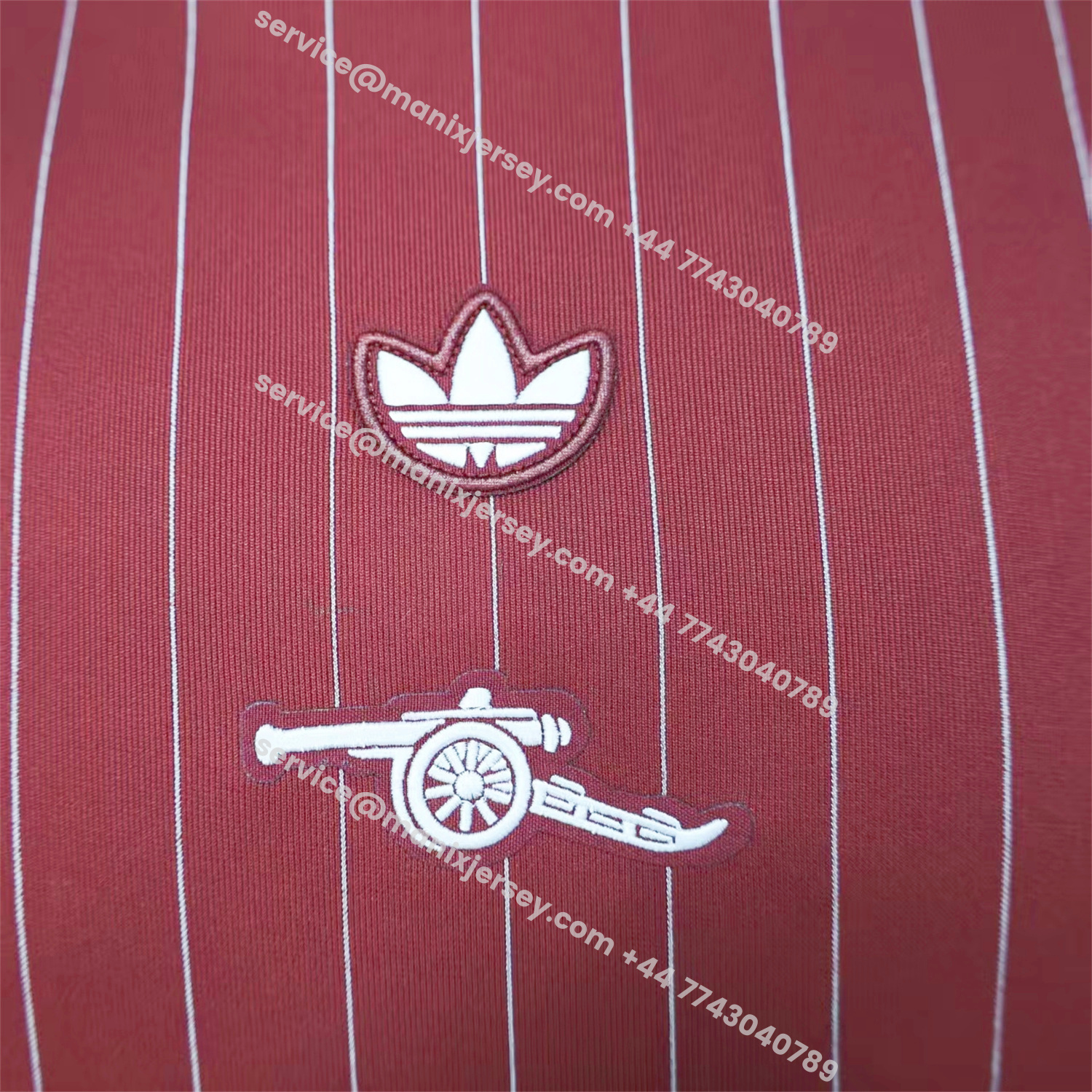 ManixJersey.com | Arsenal 25-26 Trefoil White Lines Red Travel Jersey - Player Version -Customize Name, Number and Patch | Worldwide Shipping