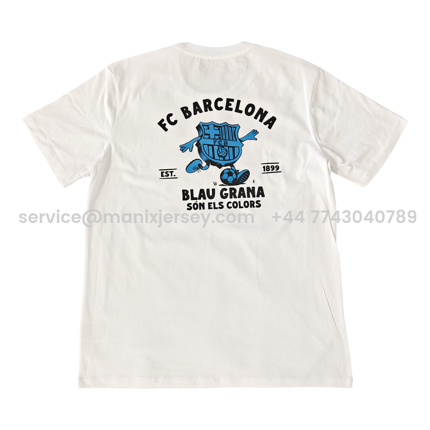 ManixJersey.com | Barcelona Fun Crest Design Dynamic And Modern Features T-shirt【White】 -Customize Name, Number and Patch | Worldwide Shipping