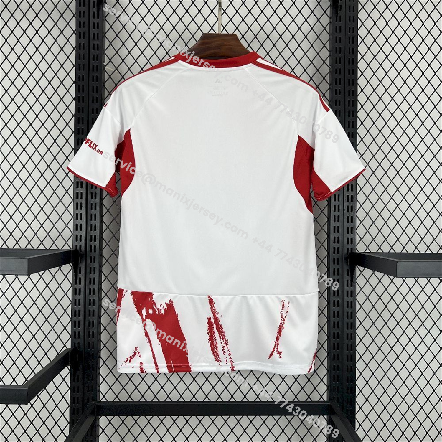 ManixJersey.com | Olympiacos 25-26 Away White Jersey - Fans Version -Customize Name, Number and Patch | Worldwide Shipping